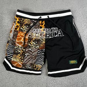 Coming to America Shoe Palace Shorts Men XL Black Elastic Drawstring Mesh Lined